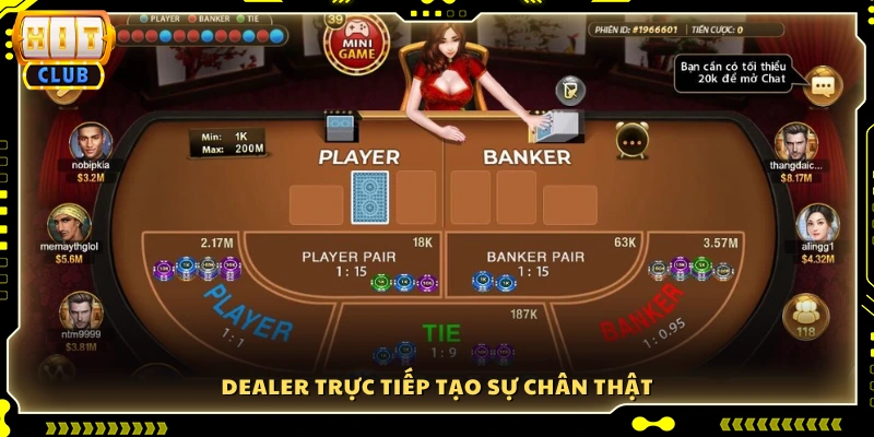 Dealer phát bài trực tiếp chân thật 